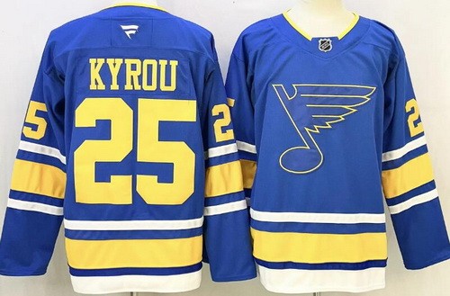 Men's St Louis Blues #25 Jordan Kyrou Light Blue Authentic Jersey