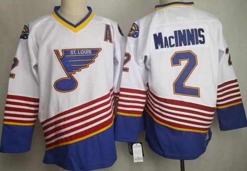 Men's St Louis Blues #2 Al Macinnis White Retro Jersey