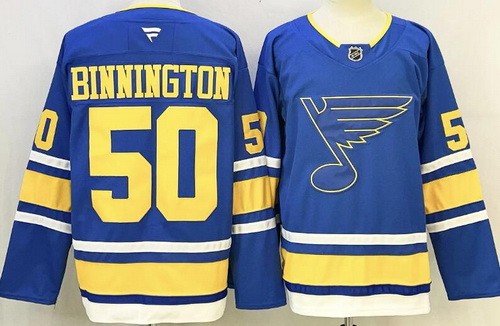 Men's St Louis Blues #50 Jordan Binnington Light Blue Authentic Jersey