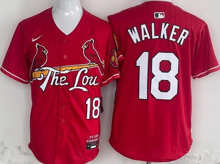 Men's St Louis Cardinals #18 Jordan Walker Red 2024 City Connect Limited Jersey