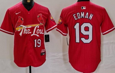 Men's St Louis Cardinals #19 Tommy Edman Red 2024 City Connect Limited Jersey
