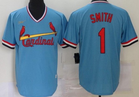 Men's St Louis Cardinals #1 Ozzie Smith Blue 2020 Cooperstown Collection Jersey
