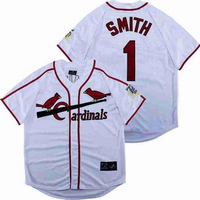 Men's St Louis Cardinals #1 Ozzie Smith White 1944 Throwback Jersey