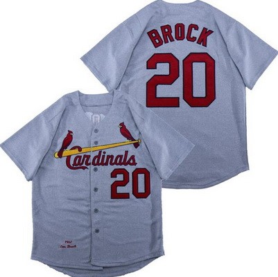 Men's St Louis Cardinals #20 Lou Brock Gray 1967 Throwback Jersey