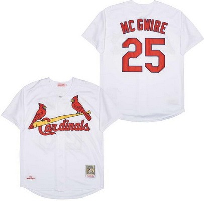 Men's St Louis Cardinals #25 Mark McGwire White 1998 Throwback Jersey