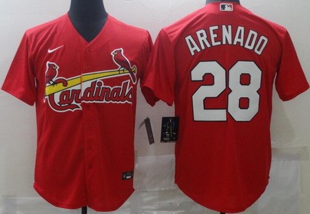 Men's St Louis Cardinals #28 Nolan Arenado Red Cool Base Jersey