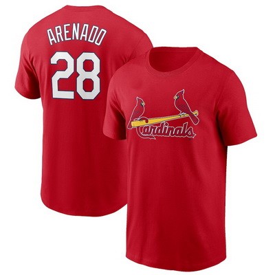 Men's St Louis Cardinals #28 Nolan Arenado Red Printed T Shirt 112558