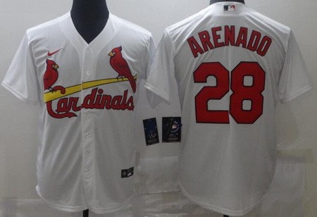 Men's St Louis Cardinals #28 Nolan Arenado White Cool Base Jersey