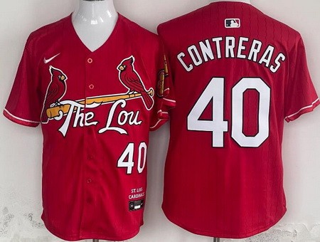 Men's St Louis Cardinals #40 Willson Contreras Red 2024 City Connect Limited Jersey