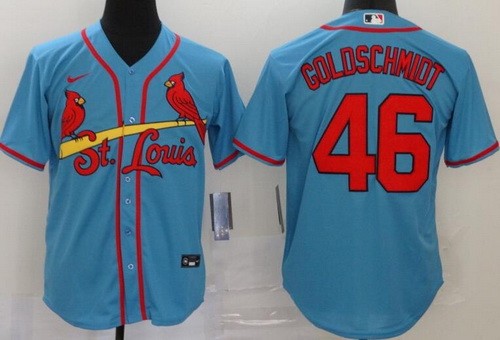 Men's St Louis Cardinals #46 Paul Goldschmidt Blue 2020 Cool Base Jersey