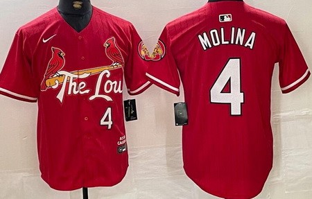 Men's St Louis Cardinals #4 Yadier Molina Red 2024 City Connect Limited Jersey