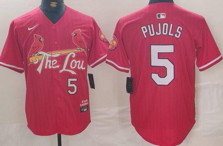 Men's St Louis Cardinals #5 Albert Pujols Red 2024 City Connect Limited Jersey