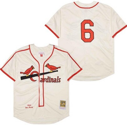Men's St Louis Cardinals #6 Stan Musial Cream 1944 Throwback Jersey