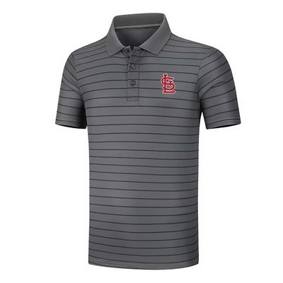Men's St Louis Cardinals Anthracite Collection Striped Performance Pique Polo