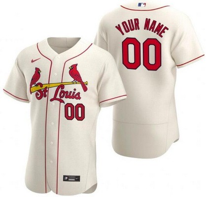 Men's St Louis Cardinals Customized Cream Authentic Jersey