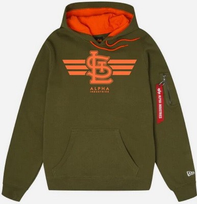 Men's St Louis Cardinals Green Alpha Industries Pullover Hoodie