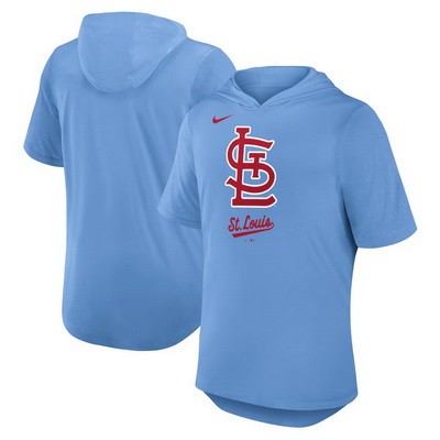Men's St Louis Cardinals Light Blue Tri Blend Hoodie T Shirt