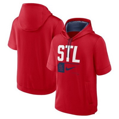 Men's St Louis Cardinals Red Tri Code Lockup Short Sleeve Pullover Hoodie