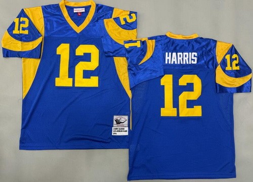 Men's St Louis Rams #12 James Harris Blue Throwback Jersey