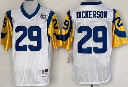 Men's St Louis Rams #29 Eric Dickerson White Throwback Jersey