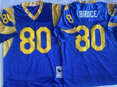 Men's St Louis Rams #80 Isaac Bruce Blue 1999 Throwback Jersey