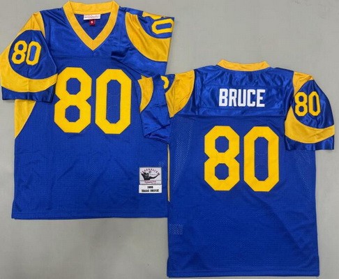 Men's St Louis Rams #80 Isaac Bruce Blue 1999 Throwback Jersey