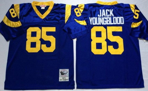 Men's St Louis Rams #85 Jack Youngblood Blue Throwback Jersey
