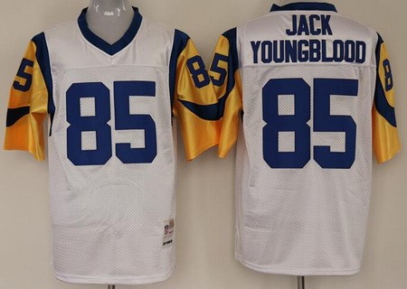 Men's St Louis Rams #85 Jack Youngblood White Throwback Jersey