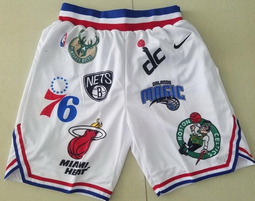 Men's Supreme White NBA Team Logos Swingman Shorts
