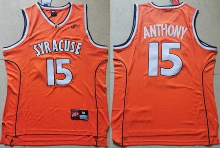 Men's Syracuse Orange #15 Camerlo Anthony Orange College Basketball Jersey