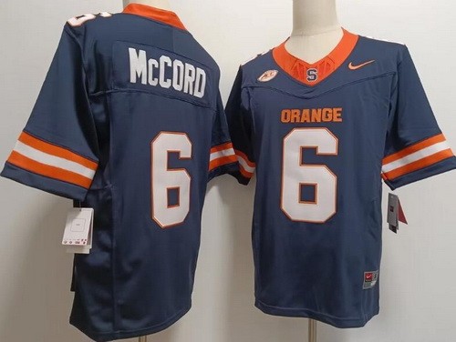 Men's Syracuse Orange #6 Kyle McCord Navy College Football Jersey