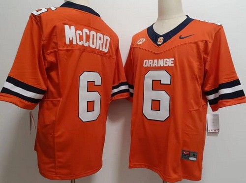 Men's Syracuse Orange #6 Kyle McCord Orange College Football Jersey