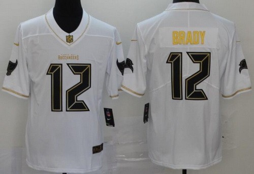 Men's Tampa Bay Buccaneers #12 Tom Brady Limited White Golden Vapor Untouchable Jersey