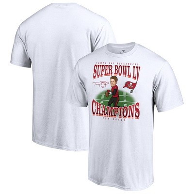 Men's Tampa Bay Buccaneers #12 Tom Brady White 2021 Super Bowl LV Champions T-Shirt 210368