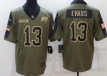 Men's Tampa Bay Buccaneers #13 Mike Evans Limited Olive 2021 Salute To Service Jersey