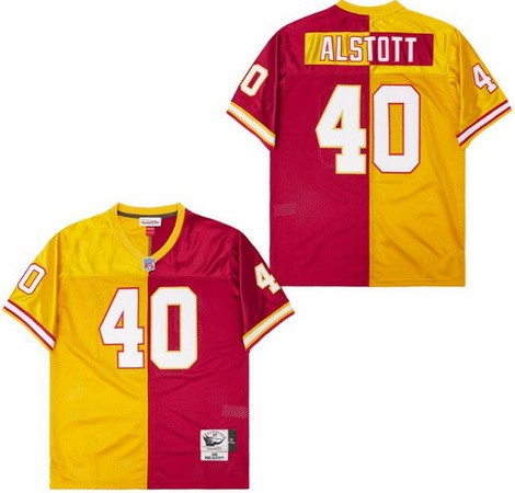 Men's Tampa Bay Buccaneers #40 Mike Alstott Red Yellow Split Throwback Jersey