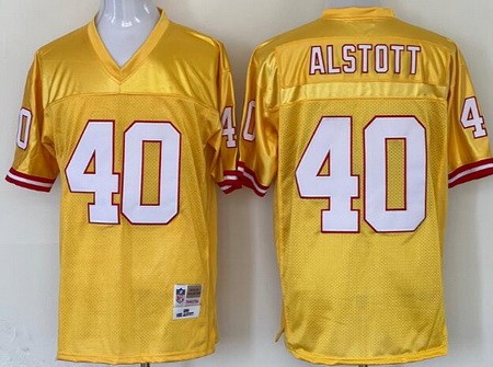 Men's Tampa Bay Buccaneers #40 Mike Alstott Yellow Throwback Jersey