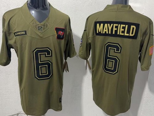 Men's Tampa Bay Buccaneers #6 Baker Mayfield Limited Green 2025 Salute To Service Jersey