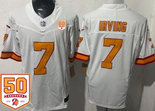 Men's Tampa Bay Buccaneers #7 Bucky Irving Limited White Throwback 50th Seasons FUSE Vapor Jersey