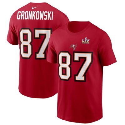 Men's Tampa Bay Buccaneers #87 Rob Gronkowski Red 2021 Super Bowl LV T-Shirt 210354