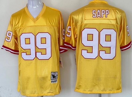Men's Tampa Bay Buccaneers #99 Warren Sapp Yellow Throwback Jersey