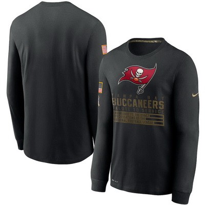 Men's Tampa Bay Buccaneers Black 2020 Salute To Service Long Sleeves T Shirt 213