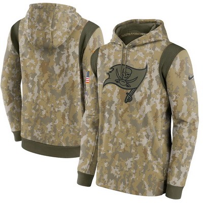 Men's Tampa Bay Buccaneers Olive 2021 Salute To Service Therma Performance Pullover Hoodie