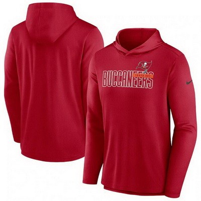 Men's Tampa Bay Buccaneers Red Lightweight Performance Hooded Long Sleeve T Shirt
