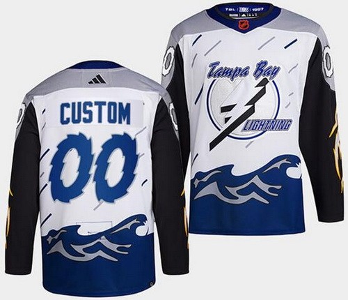Men's Tampa Bay Lightning Customized White 2022 Reverse Retro Authentic Jersey