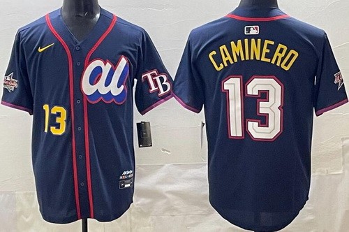Men's Tampa Bay Rays #13 Junior Caminero Navy 2025 All Star Limited Jersey