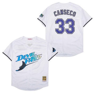 Men's Tampa Bay Rays #33 Jose Canseco White Throwback Jersey