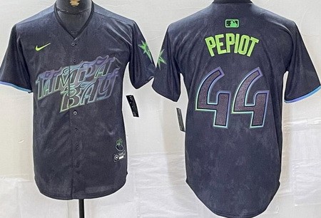 Men's Tampa Bay Rays #44 Ryan Pepiot Charcoal 2024 City Connect Limited Jersey