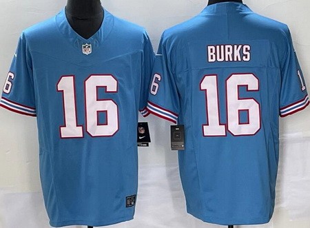Men's Tennessee Titans #16 Treylon Burks Limited Light Blue Throwback FUSE Vapor Jersey