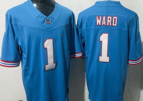 Men's Tennessee Titans #1 Cameron Ward Limited Light Blue Throwback FUSE Vapor Jersey